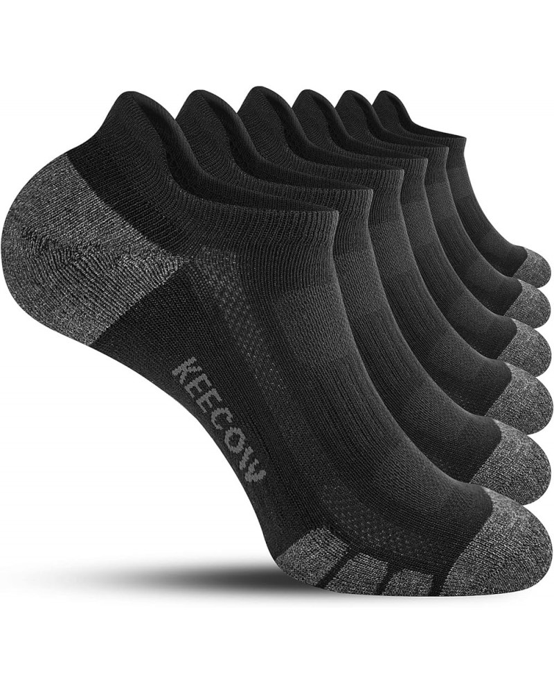Ankle Athletic Running Cushioned Socks for Men & Women No Show Low Cut Sports Cotton Tab Socks 6 Pairs Black $10.25 Socks
