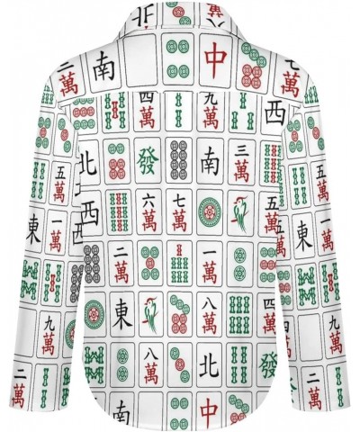 Chinese Mahjong Women's Shirt Long Sleeve Button Down Blouse V Neck Casual Shirts Tops 3X-Large Style $15.08 Blouses