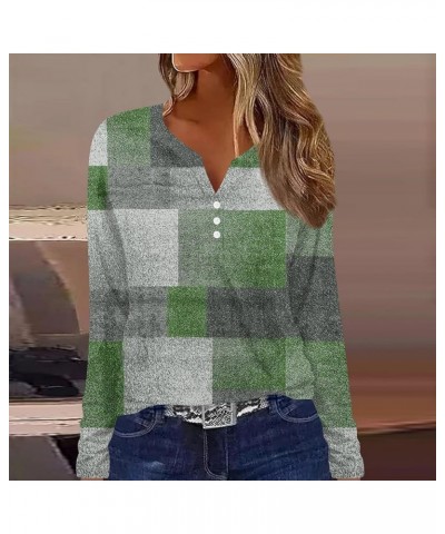 Shirts for Women Button Down Winter Tops Long Sleeve Blouse Landscape Print Sweatshirts Henley Neck Trendy Clothes Ae2158-dar...