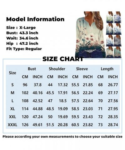 Shirts for Women Button Down Winter Tops Long Sleeve Blouse Landscape Print Sweatshirts Henley Neck Trendy Clothes Ae2158-dar...