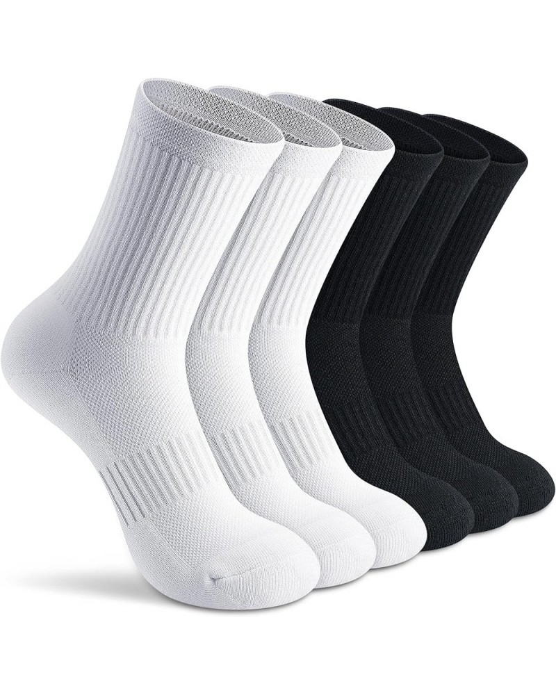 Crew Socks Women Hiking Running Athletic Cushioned Compression Socks 5-6 Pairs N-white 3 + Black 3 $16.79 Activewear