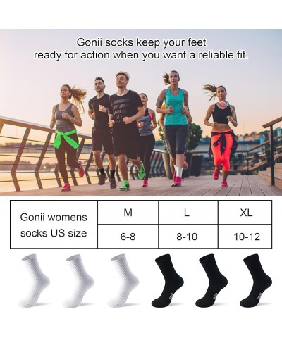 Crew Socks Women Hiking Running Athletic Cushioned Compression Socks 5-6 Pairs N-white 3 + Black 3 $16.79 Activewear