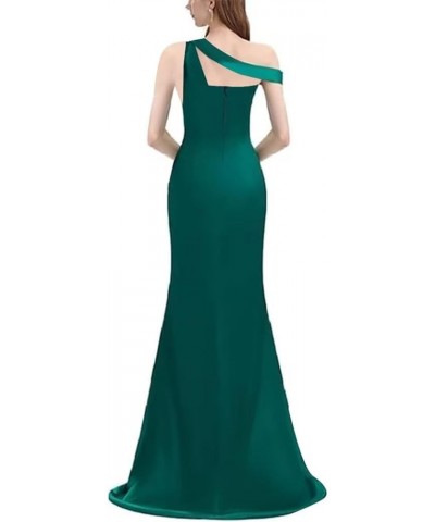 One Shoulder Mermaid Bridesmaid Dresses for Wedding Long Prom Dress with Slit Bodycon Formal Party Gowns Blue $44.12 Dresses