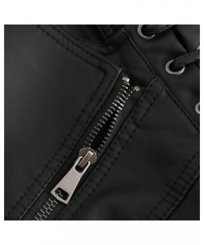 Spring Autumn Black Slim Fit Women Leather Jacket Basic Casual Motorcycle Coat Streetwear 6638 Navy $31.52 Jackets
