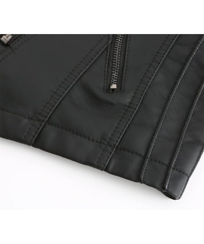 Spring Autumn Black Slim Fit Women Leather Jacket Basic Casual Motorcycle Coat Streetwear 6638 Navy $31.52 Jackets