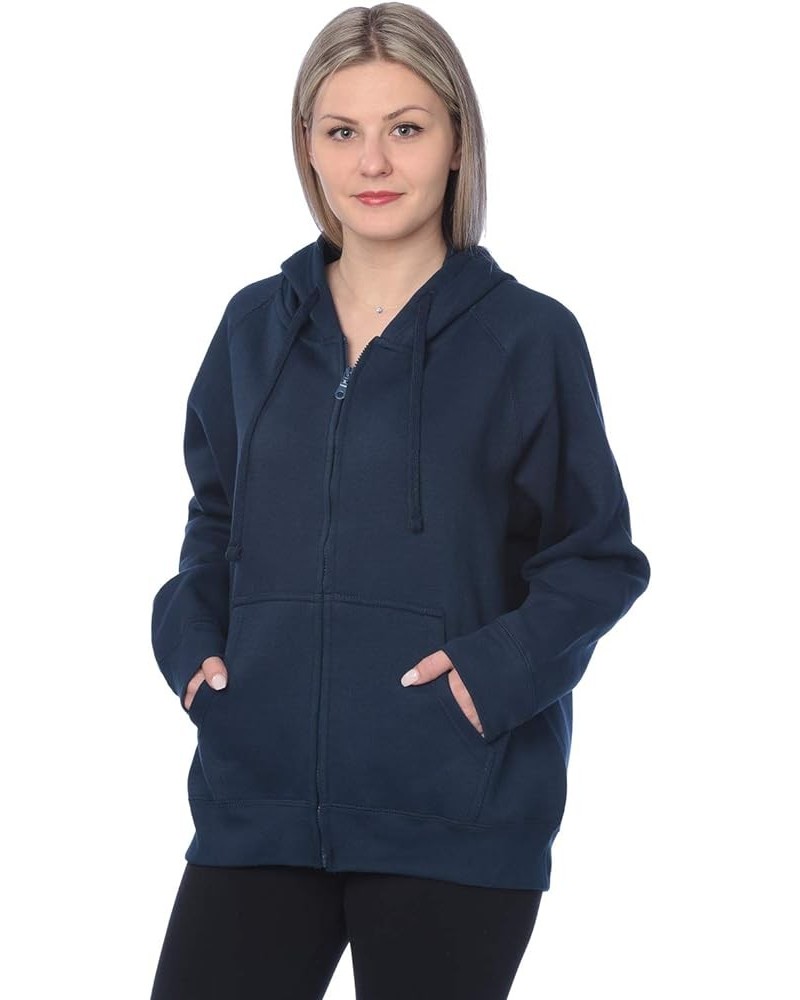 Womens Sweatshirt Plus Size Heavyweight Active Fleece Full Zip-Up Hoodie Blue Color $11.69 Hoodies & Sweatshirts