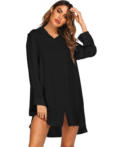 Women Long Sleeve Beach Shirt Bathing Suit Cover Up Button Down Coverups Bikini Beachwear Black $13.74 Swimsuits