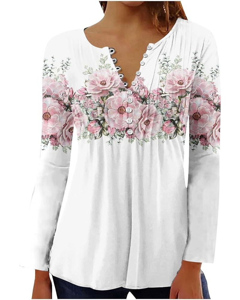 Fall Sweatshirts for Women Embroidered Maple Shirts V Neck Tops Long Sleeve Tie Dye Shirts Dressy Casual Blouses 17 White, Fa...
