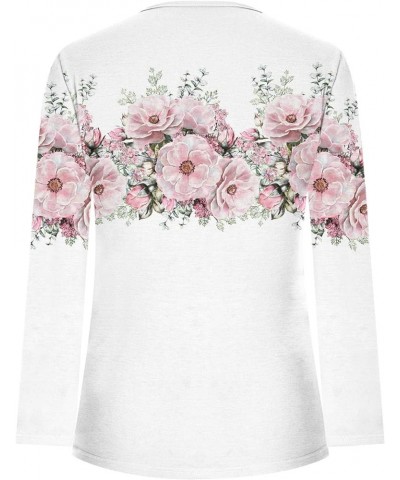 Fall Sweatshirts for Women Embroidered Maple Shirts V Neck Tops Long Sleeve Tie Dye Shirts Dressy Casual Blouses 17 White, Fa...