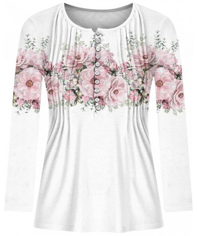Fall Sweatshirts for Women Embroidered Maple Shirts V Neck Tops Long Sleeve Tie Dye Shirts Dressy Casual Blouses 17 White, Fa...