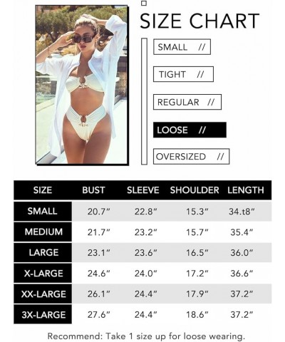 Women Long Sleeve Beach Shirt Bathing Suit Cover Up Button Down Coverups Bikini Beachwear Black $13.74 Swimsuits