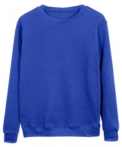 Women’s Long Sleeve Sweatshirts Trendy Solid Crewneck Casual Shirts Loose Fit Plus Size Pullover Fall Tops Blouse 3 Blue $9.9...
