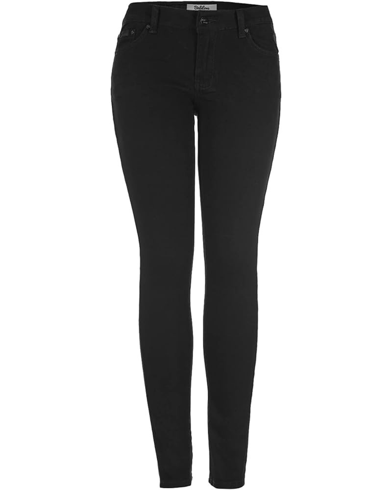 Women's Trendy Skinny 5 Pocket Stretch Uniform Pants Denim Black $15.75 Pants