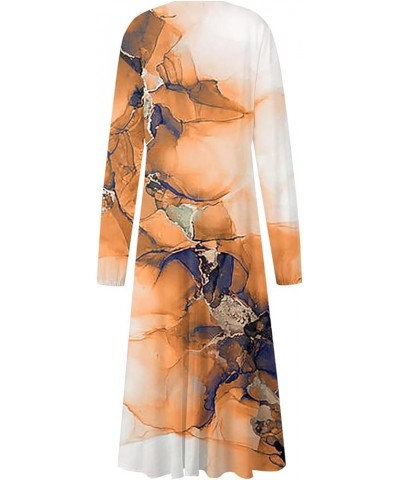 Dresses for Women Fall Winter Casual Fashion V-Neck Long Sleeve Solid Color Long Dress 3-orange $15.11 Tanks