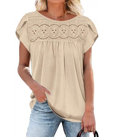 2024 Womens Summer Tunics Tops Short Sleeve Casual T-Shirts Crew Neck Loose Comfy Tee Cute Blouse Beige $13.91 Tops