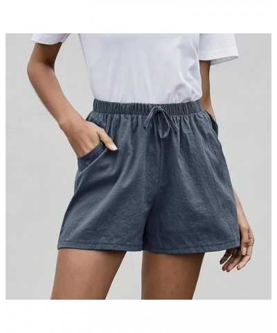 Womens Cotton Linen Shorts Solid Side Pocket Casual Beach Shorts Breathable Loose Fit Cute Travel Dressy Summer Shorts Dark G...