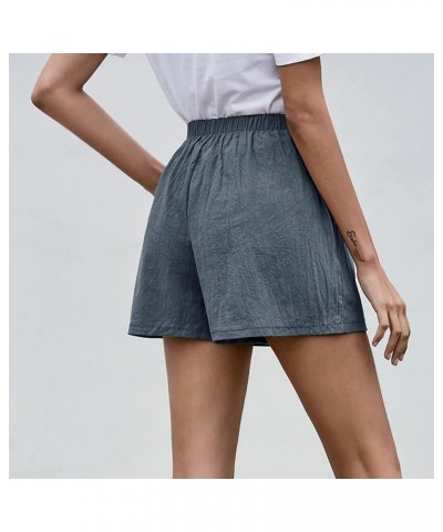 Womens Cotton Linen Shorts Solid Side Pocket Casual Beach Shorts Breathable Loose Fit Cute Travel Dressy Summer Shorts Dark G...