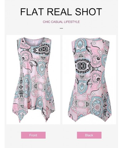 Women Summer Sleeveless Floral Tunic Tank Tops Swing Blouse Shirts Pink $7.94 Tanks
