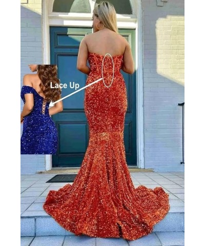 Sequins Prom Dress Long Corset Formal Evening Party Gowns Sparkly Mermaid V-Neck Homecoming Dress for Women Fluorescent $36.6...