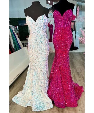 Sequins Prom Dress Long Corset Formal Evening Party Gowns Sparkly Mermaid V-Neck Homecoming Dress for Women Fluorescent $36.6...