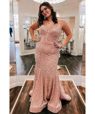 Sequins Prom Dress Long Corset Formal Evening Party Gowns Sparkly Mermaid V-Neck Homecoming Dress for Women Fluorescent $36.6...