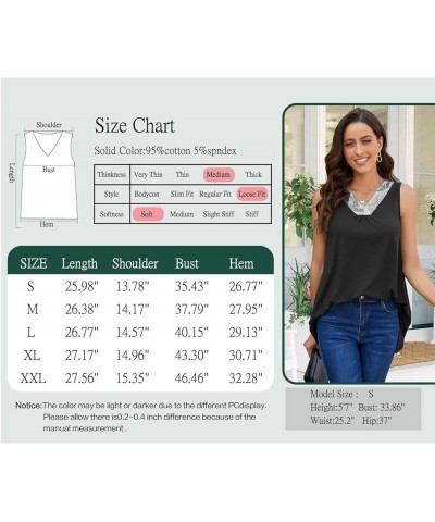 Women's Cotton Sleeveless Crew Neck Tunic Tank High Low Top Blouse Loose Fit Sequin-black $7.50 Tops