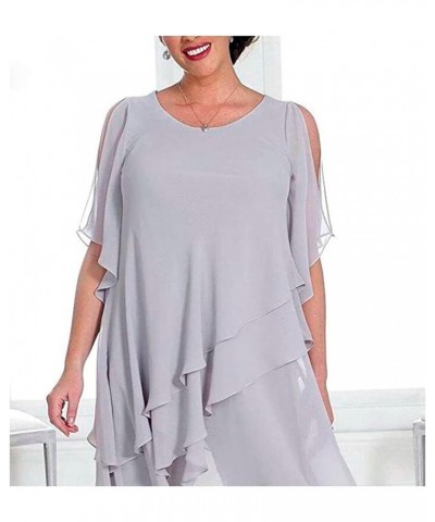 2 PC Mother of The Bride Pants Suit Plus Size Layered Chiffon Women Outfits Long Evening Gown Wedding Guest Dress Navy $30.00...