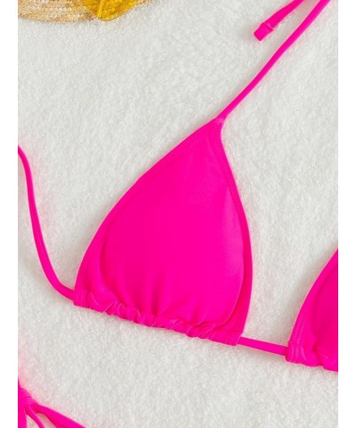 Women's Floral Frill Trim Underwire High Cut Two Piece Bikini Swimsuit Rose Pink $16.32 Swimsuits