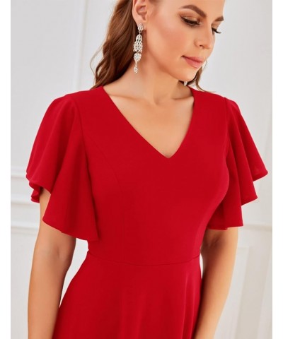 Casual Dresses Vintage Tea Dress Flared Sleeve Swing Party Dress Red $24.01 Dresses