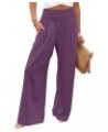Linen Pants for Women 2023 Plus Size Solid Trousers Baggy Wide Leg Pants Elastic Waisted Lounge Pants with Pockets A05-purple...