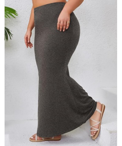 2024 Plus Size 0X-5X Maxi Skirt 2/3 Pack Mermaid Bodycon Pull On High Waist Casual Elegant Dark Heather Grey $16.80 Skirts