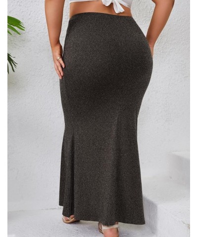 2024 Plus Size 0X-5X Maxi Skirt 2/3 Pack Mermaid Bodycon Pull On High Waist Casual Elegant Dark Heather Grey $16.80 Skirts