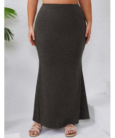 2024 Plus Size 0X-5X Maxi Skirt 2/3 Pack Mermaid Bodycon Pull On High Waist Casual Elegant Dark Heather Grey $16.80 Skirts