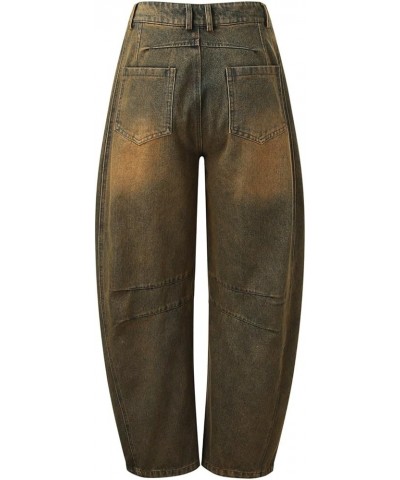 Mid Rise Barrel Jeans for Women Y2k Boyfriend Jeans for Women Wide Leg Mid Waist Cropped Denim Pants 01brown $24.77 Jeans