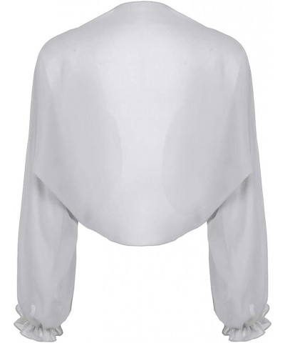 Women's Sheer Chiffon Bolero Shrug Long Sleeve Shawl Open Front Cropped Cardigan Party Dress Cover Up Light Grey $6.24 Sweaters