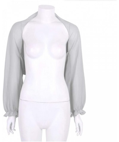 Women's Sheer Chiffon Bolero Shrug Long Sleeve Shawl Open Front Cropped Cardigan Party Dress Cover Up Light Grey $6.24 Sweaters
