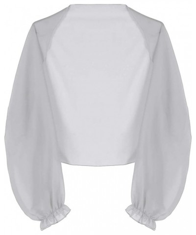 Women's Sheer Chiffon Bolero Shrug Long Sleeve Shawl Open Front Cropped Cardigan Party Dress Cover Up Light Grey $6.24 Sweaters