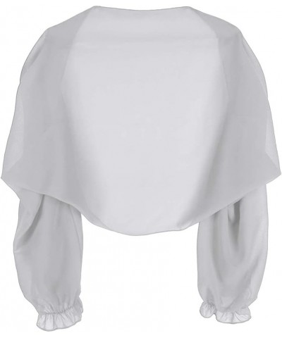 Women's Sheer Chiffon Bolero Shrug Long Sleeve Shawl Open Front Cropped Cardigan Party Dress Cover Up Light Grey $6.24 Sweaters