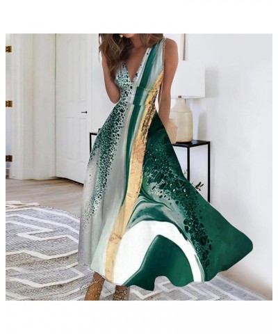 Wedding Guest Dresses for Women Sexy Sleeveless Low V Neck Maxi Dress Vintage Floral Printed Party Swing Long Dresses 04-dark...