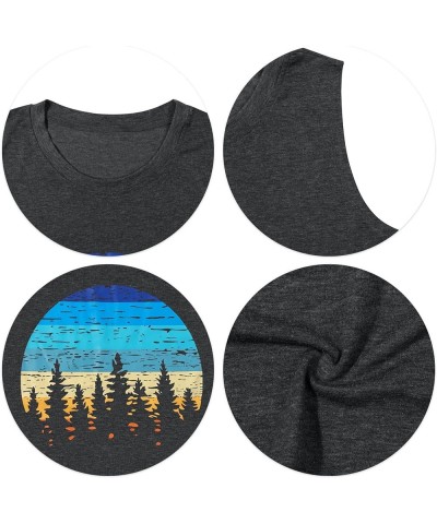 Sunset Tank Tops Women Pine Tree Retro Sun Tank Top Camping Shirts Vintage Graphic Tops Summer Sleeveless Tees Gray $10.00 Tanks