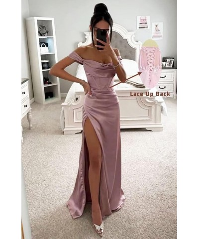 Prom Dresses Long Off Shoulder Cowl Neck High Slit Formal Party Gowns Sky Blue $29.50 Dresses