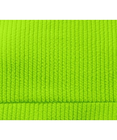 High Waisted Tummy Control Ribbed Bikini Crop Top Brazilian Swimsuit Set 2 Piece Solid Color Lime Green $11.25 Swimsuits