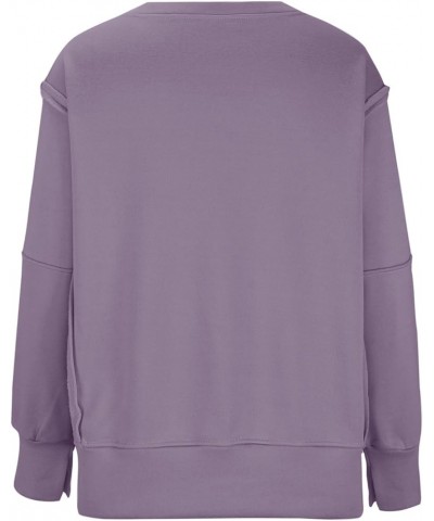 Women'S Oversized Sweatshirt Casual Crew Neck Long Sleeve Slit Sloucthy Pullover Tops Fall 2023 Trendy Clothes 02-purple $9.6...