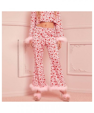 Silk Pajamas for Women Valentine Fleece Fuzzy Long Sleeve Loungewear Nightwear Satin Sleepwear Button Down Pj Set A-pink $11....