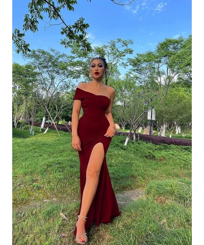 Women's Sexy Elegant Off Shoulder High Split Formal Bodycon Long Party Dress Winered $22.41 Dresses
