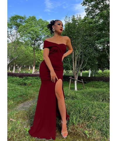 Women's Sexy Elegant Off Shoulder High Split Formal Bodycon Long Party Dress Winered $22.41 Dresses