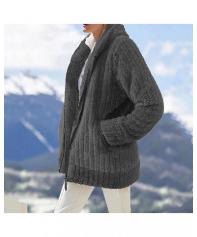 Womens Long Coat Sherpa Jacket for Women Winter Long Sleeve Full Zip Hoodies Oversized Fuzzy Fleece Teddy Coats 01-dark Gray ...