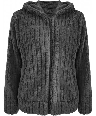 Womens Long Coat Sherpa Jacket for Women Winter Long Sleeve Full Zip Hoodies Oversized Fuzzy Fleece Teddy Coats 01-dark Gray ...