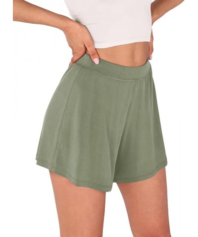 2-Pack Modal Soft Lounge Shorts for Women High Waist Casual Sleepwear Cozy Pajama Bottom Style A-Mid Thigh Length Sage Green+...
