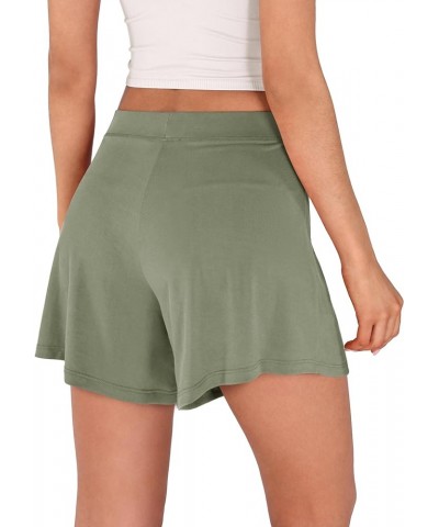 2-Pack Modal Soft Lounge Shorts for Women High Waist Casual Sleepwear Cozy Pajama Bottom Style A-Mid Thigh Length Sage Green+...